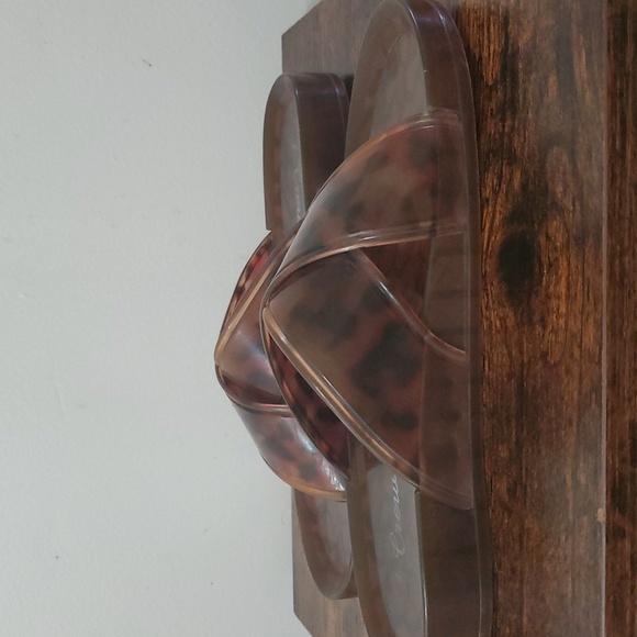 Womens J. Crew Jelly Rubber Criss Cross Slide Sandals Size 6 Leopard Tort - Picture 3 of 11